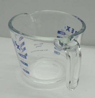Vtg Pyrex Glass Measuring Cup 1 Cup 8oz.  Blue Writing CORNING Open Handle 4
