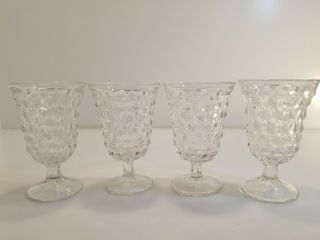 4 Fostoria American Low Footed Iced Tea Water Goblets Stem 5 & 1/2 " Tall