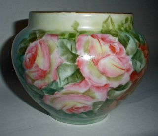 Small Antique W.  G.  & Co.  Limoges France Jardiniere - Roses - Signed