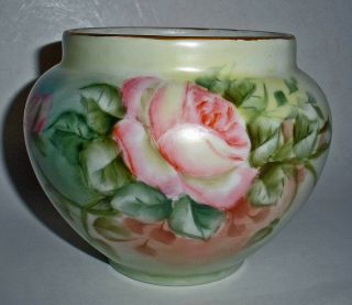 Small Antique W.  G.  & Co.  Limoges France Jardiniere - Roses - Signed 2