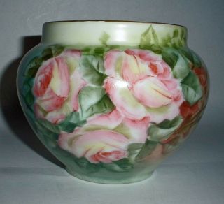 Small Antique W.  G.  & Co.  Limoges France Jardiniere - Roses - Signed 3