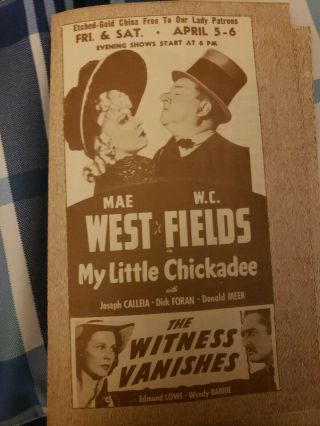1940 Movie Flyer W.  C.  Fields,  Mae West,  Astaire,  See Pix