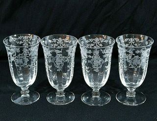 Set Of 4 1930s Fostoria Crystal - Navarre Clear – 4 - 5/8” Footed Juice Glasses