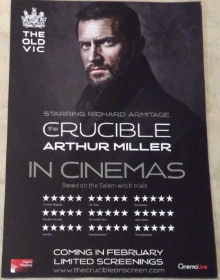 Promotional Movie Flyer Richard Armitage The Crucible Arthur Miller - Not A Dvd