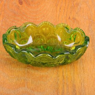 Vintage L.  E.  Smith Glass Green Moon And Stars Small Bowl