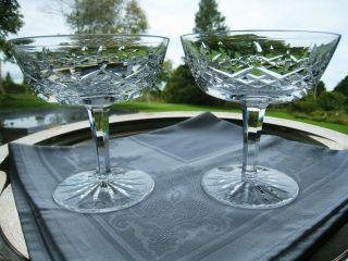 Waterford Irish Crystal.  Lismore.  4 1/8 " Coupe Champagne Glasses.  Set Of Two