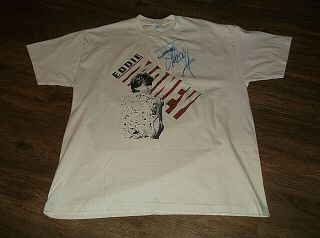 Signed Eddie Money Short Sleeve T Shirt Sz Xl 100 Cotton White