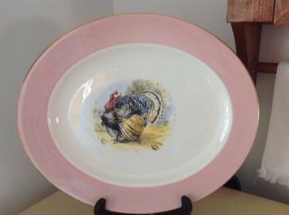 Vintage Homer Laughlin Cavalier Turkey Platter Pink