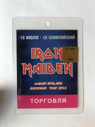 Iron Maiden Laminate Pass Maiden England 2013 Tour