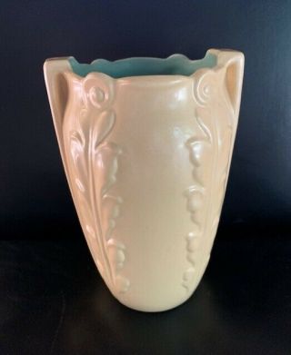 Red Wing Pottery Rumrill Vase Yellow With Green Interior 7 