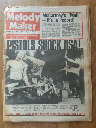 Melody Maker Newspaper January 14th 1978 Sex Pistols Shock Usa Cover.