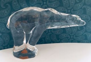 Vintage Reijmyre Sweden Glass Crystal Polar Bear Figurine - Reijmyre Kristall Co