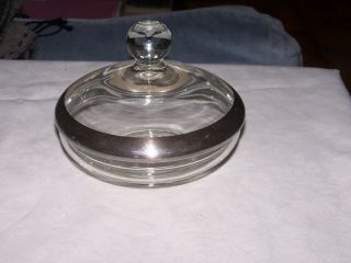 Vintage Mid Century Dorothy Thorpe?? Candy Dish With Lid Silver Band/rim