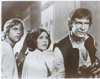 8”x10” B&w Still,  Star Wars (1977) Mark Hamill,  Harrison Ford,  Carrie Fisher