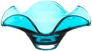 Lenox Organics Low Bowl Turquoise Non - Lead Crystal