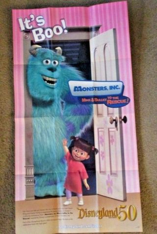 Disneyland 50th Anniversary Monsters,  Inc.  Poster Insert Sully Boo Folded 2005