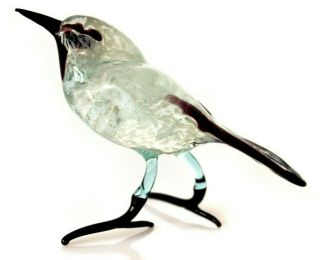 Bird Clear,  Figurine,  Blown Glass " Murano " Art Ornament.  Made In Russia.  Wagtail