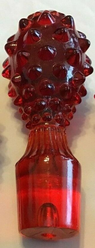Fenton Art Glass Ruby Red Amberina Hobnail Decanter Stopper