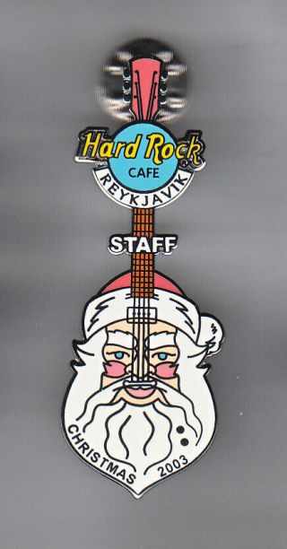 Hard Rock Cafe Pin: Reykjavik 2003 Christmas Santa Staff Guitar Le75