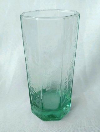 3 Vintage Libbey Glass Facets Light Green 6 1/8 " Tumblers