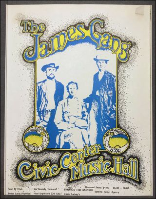 James Gang 1971 Oklahoma City Concert Handbill Poster Joe Walsh Eagles