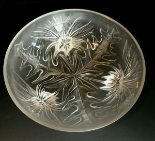 Verlys America Thistle Footed Bowl Frosted Art Deco Satin Glass 1935 - 52 Vtg