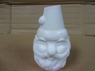 Vtg Antique Fenton Milk Glass Santa Claus Head Fairy Lamp Tea Light Candle White
