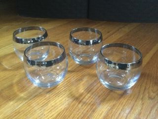 Vintage (4j Dorothy Thorpe Style Glasses Roly Poly Silver Band Drink