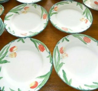 Set Of 4 Vintage Franciscan England Pottery Tulip China Dinner Plates 10 5/8 "