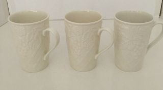 Set Of 3 Mikasa English Countryside White Tall Dp900 Cappuccino 4.  5 " Coffee Mugs