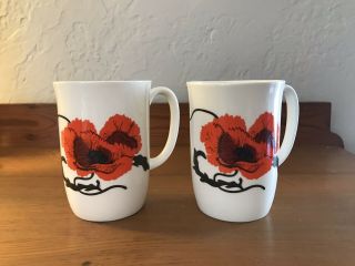 Two 2 Susie Cooper Wedgewood Poppies Mug Htf Bone China