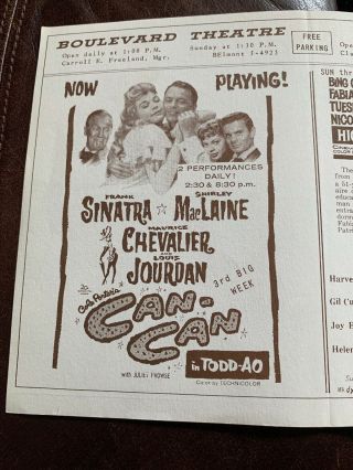 Frank Sinatra “can - Can” Movie Theatre Movie Flyer