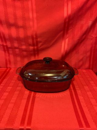 Vintage Vision Corning Ware Pyrex Amber 4l Roaster Dish 2