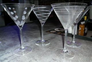 Set Of 4 Martini Glasses Mikasa " Cheers " 7.  5 " Tall