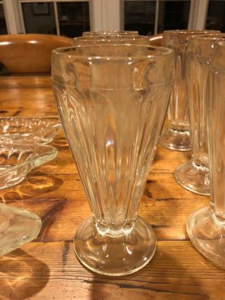 Set Of 4 Vintage Milkshake Clear Heavy Glass Old Fashion Style