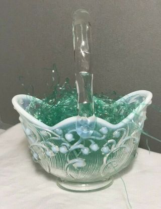 Fenton Glass Lily Of The Valley French Opalescent Basket
