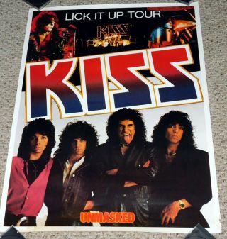 Kiss Band Unmasked Lick It Up Tour Germany Poster Gene Simmons Vinnie Eric Carr