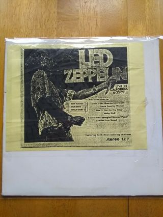 Vtg Led Zeppelin Rare Live Concert 1977 2 Vinyl Lp 