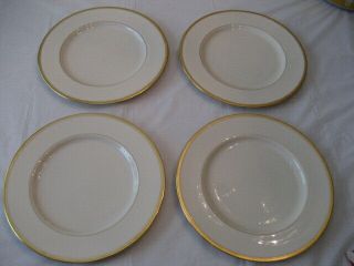 4 Lenox Usa Tuxedo Dinner Plates 10 1/2 " J - 33 Pattern (gold Back Stamp)