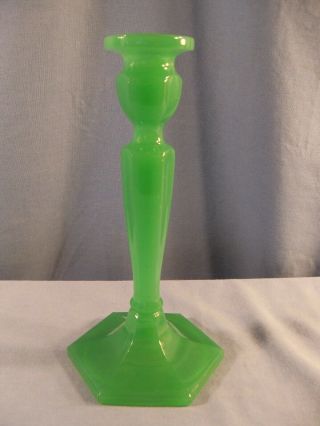 Vintage Fenton Jade Green Glass Candlestick 8 1/2 " Tall