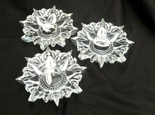 Set Of 3 Lead Crystal Glass Star Candy Trinket Coin Dish Dishes Candle Holder