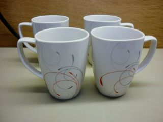 Corelle Coordinates Set Of 4 Splendor Red / Gray Cups / Mugs Porcelain
