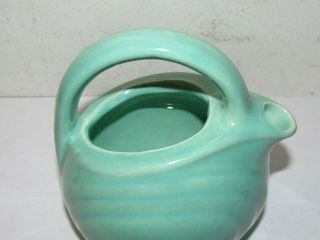Red Wing Art Deco Pottery Small Pitcher or Creamer Green/Teal with Handle & Lid 2