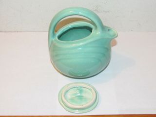 Red Wing Art Deco Pottery Small Pitcher or Creamer Green/Teal with Handle & Lid 3