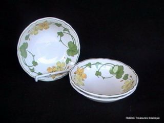 Villeroy Boch Geranium 3 Coupe Cereal Bowls Yellow Orange Gold Floral Green Ivy