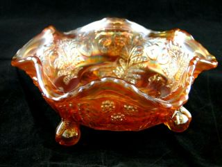Fenton Carnival Glass Marigold Panther Butterfly & Berry Small Berry Bowl
