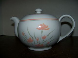 Corningware Corelle Coordinates Teapot Peach Floral Tea Pot Rare Htf
