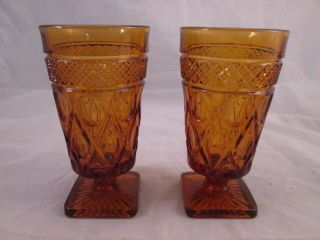 2 Cape Cod Amber Late Amber Imperial Glass Ohio 1966 - 69 Footed 6 " Water Goblets