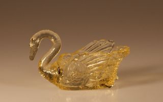 Vintage Cambridge Glass Company Yellow Gold Crystol Swan Salt Dip C.  1939