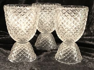 Set Of 3 Vtg Westmoreland Egg Cups English Hobnail Glass Diamond Point